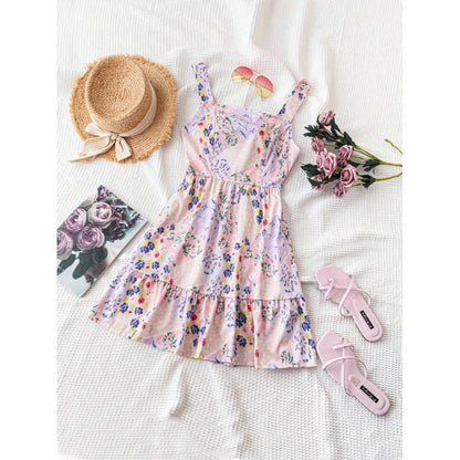 Robe d'été à volants floraux pour femmes Chic und Stil