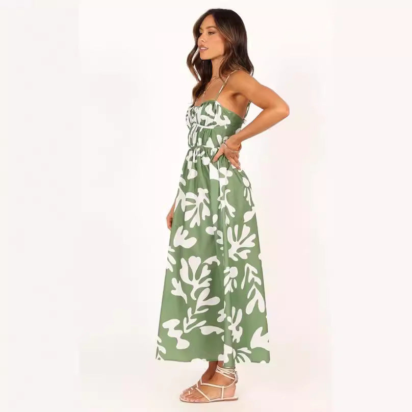 Dames Robe Maxi Florale Fluide Chic und Stil