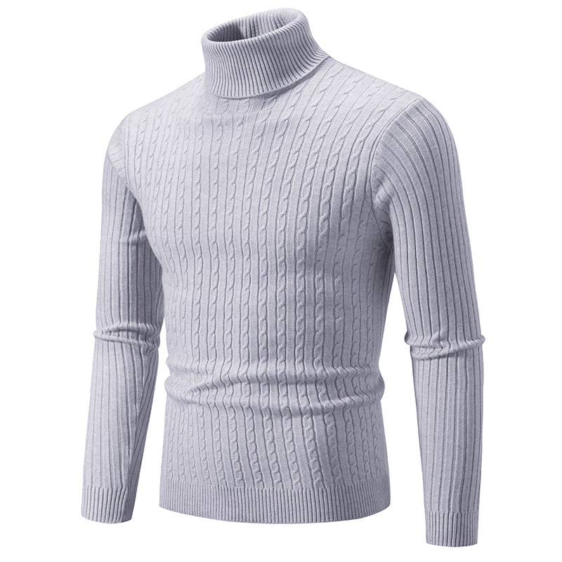Pull à col roulé pour hommes avec motif torsadé structuré Chic und Stil