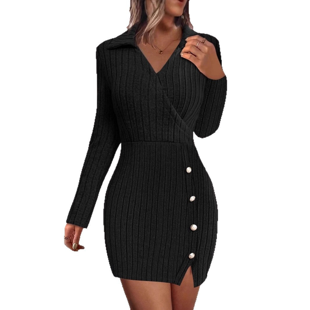 Robe portefeuille pour femmes avec design texturé et élégants détails de boutons Chic und Stil