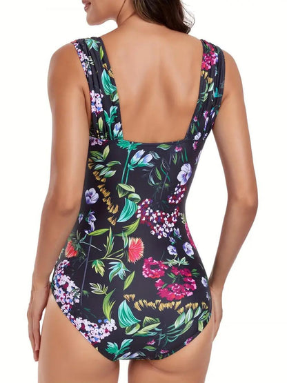 Maillot de bain une pièce à fronces florales pour femmes Chic und Stil