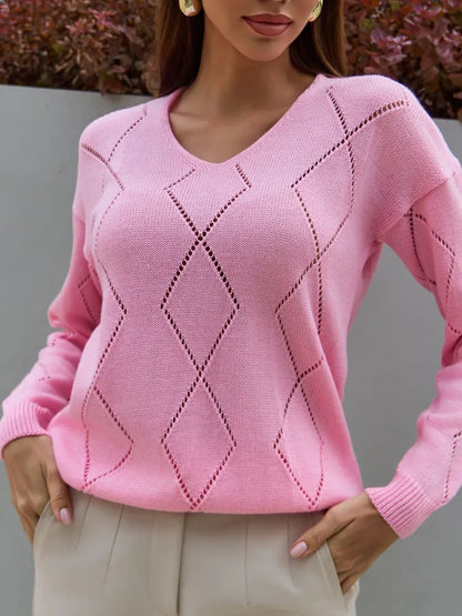 Pull en tricot pour femmes avec motif losange moderne Chic und Stil