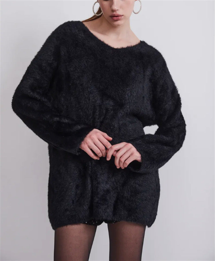 Dames Pull-over doux à col en V en matériau de haute qualité Chic und Stil