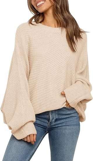 Pull en maille surdimensionné confortable pour femmes avec des manches largement coupées Chic und Stil