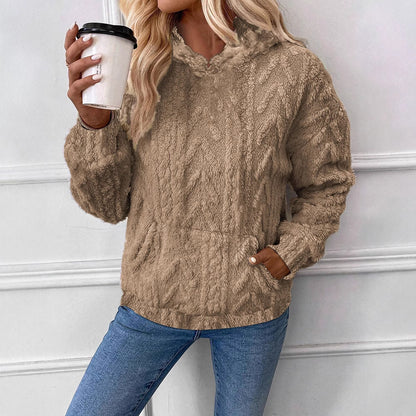 Dames Doux Hoodie avec Poche Kangourou Chic und Stil