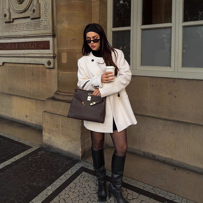 Dames élégante veste en laine surdimensionnée avec détails en boutons Chic und Stil