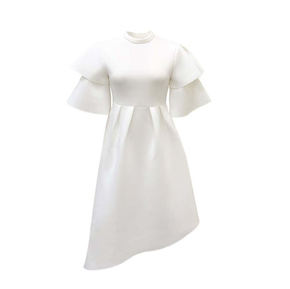 Femme Robe Midi Élégante avec Volants et Manches Volumineuses Chic und Stil