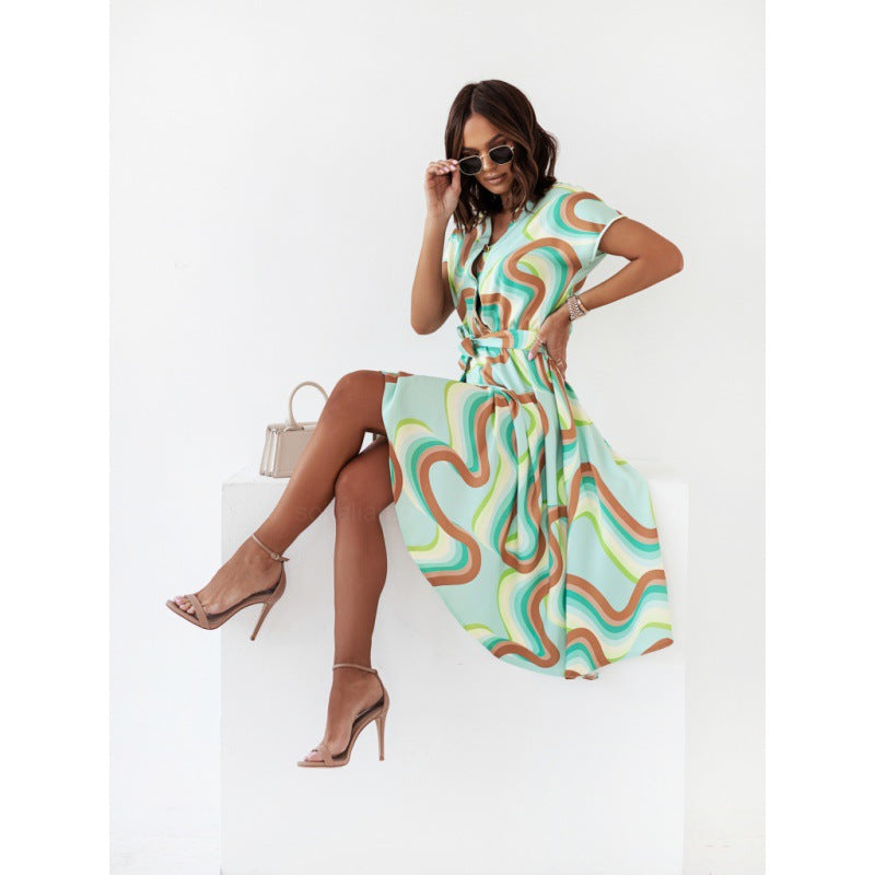 Women's A-line Dress with Button Closure Chic and Style