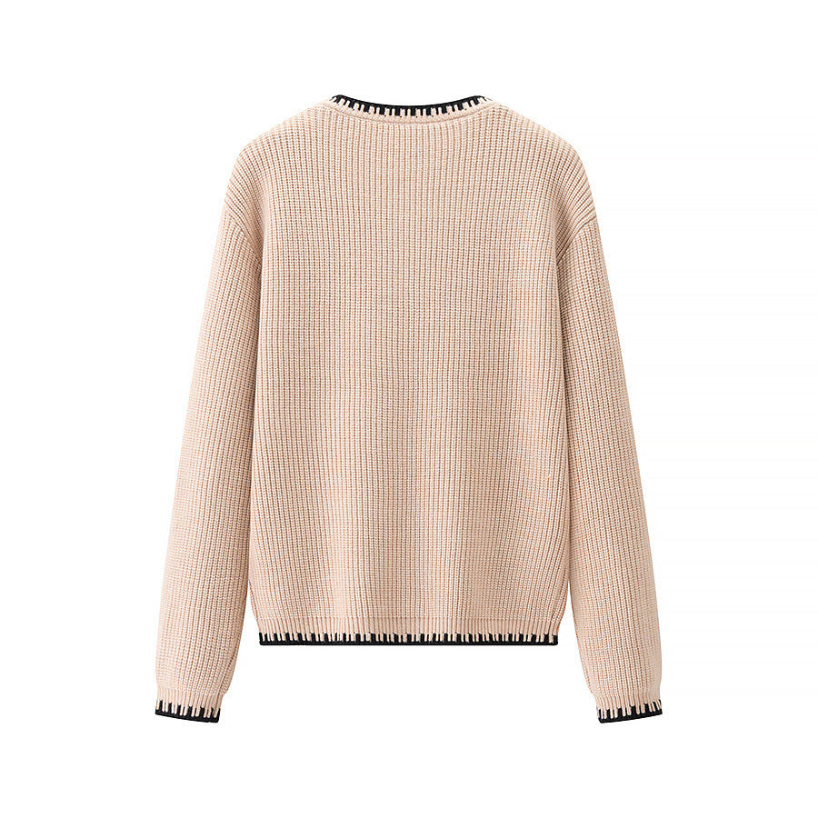 Cardigan pour femmes avec une fine texture côtelée et une finition contrastante à la mode Chic und Stil