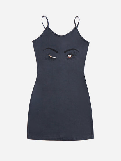 Robe mini pour femmes avec tissu respirant et motif d'yeux créatif Chic und Stil