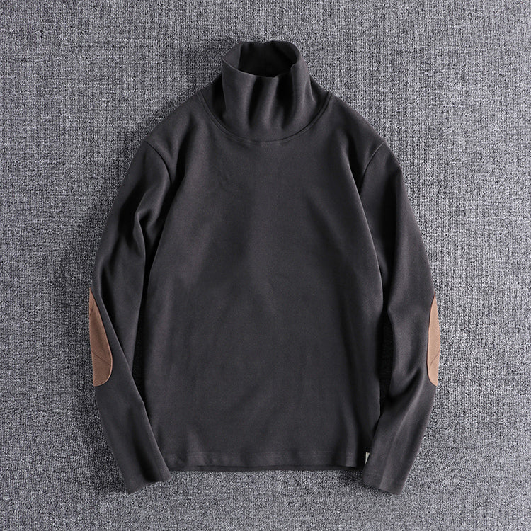 Pull en polaire à col montant pour hommes avec des coudières contrastantes Chic und Stil