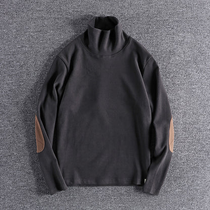 Pull en polaire à col montant pour hommes avec des coudières contrastantes Chic und Stil