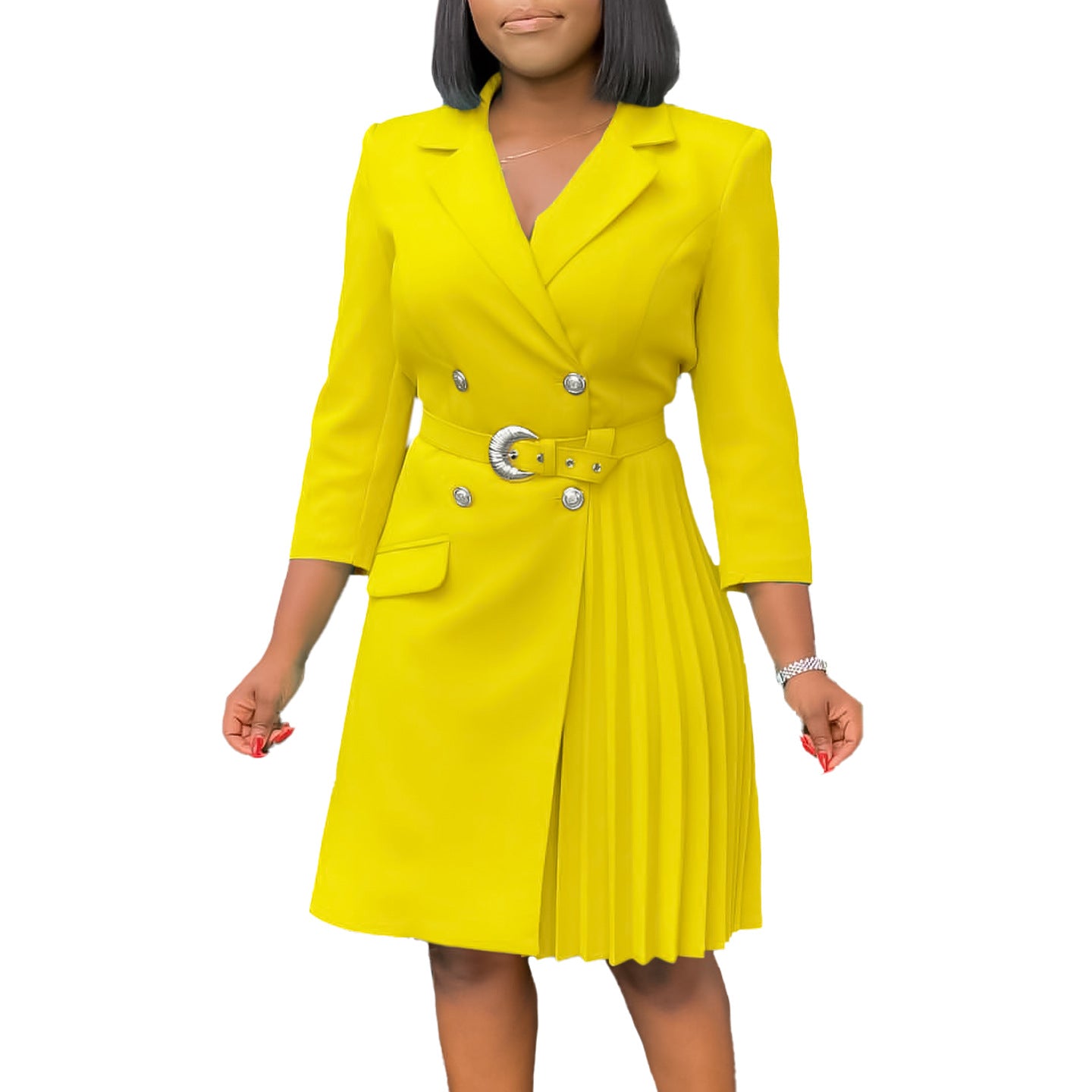 Robe blazer pour femmes avec ceinture cintrée et détails de boutons élégants Chic und Stil