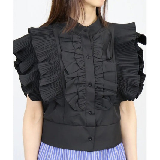 Top à volants pour femmes avec manches bouffantes Chic und Stil