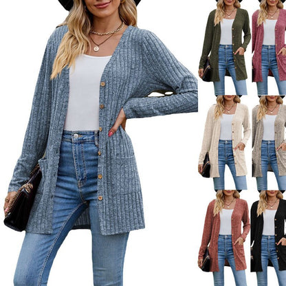 Dames décontracté cardigan en tricot avec détails en boutons et poches pratiques Chic und Stil