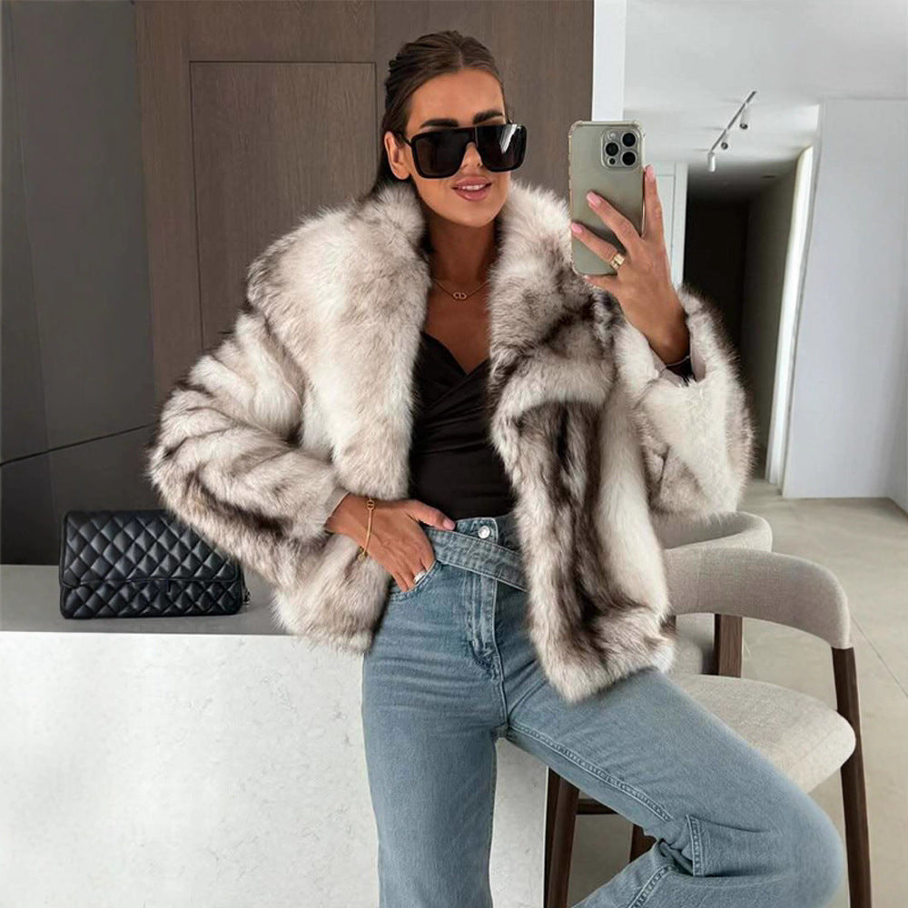 Dames élégante veste en fausse fourrure Chic und Stil