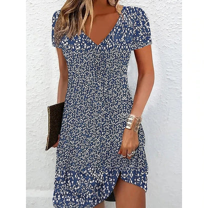 Robe maxi pour femmes avec un élégant décolleté en V et un motif à la mode Chic und Stil