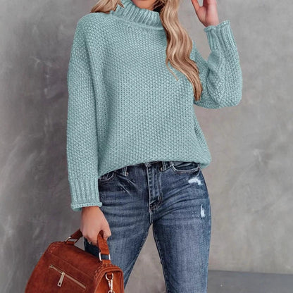 Pull en tricot confortable pour femmes avec col montant et structure aérée Chic und Stil