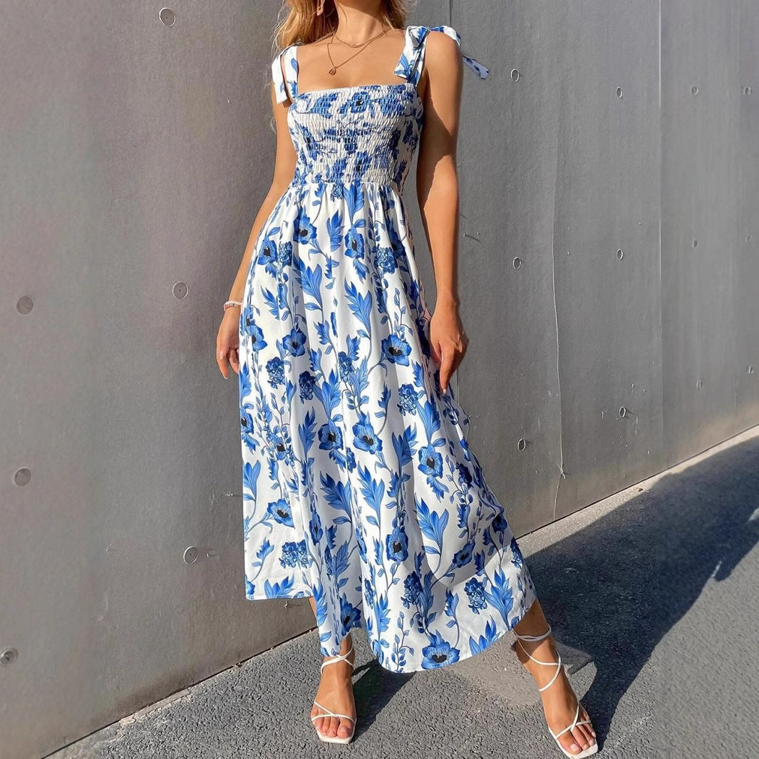 Robe maxi à bretelles smockées pour dames Chic und Stil