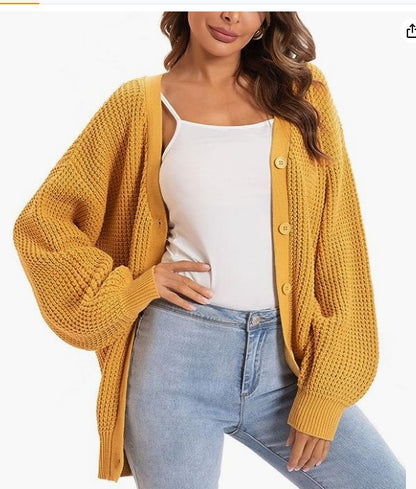 Dames gros tricot cardigan avec des manches tombantes Chic und Stil
