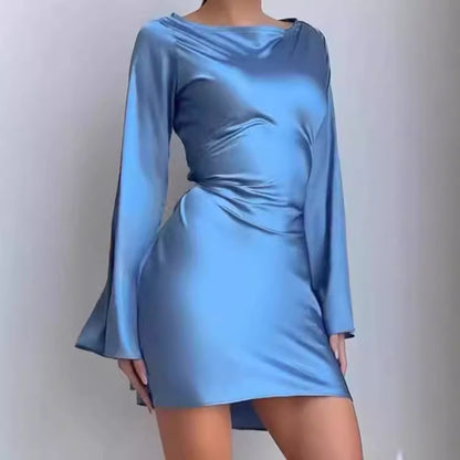 Dames Élégante Robe portefeuille en tissu lisse et manches larges Chic und Stil