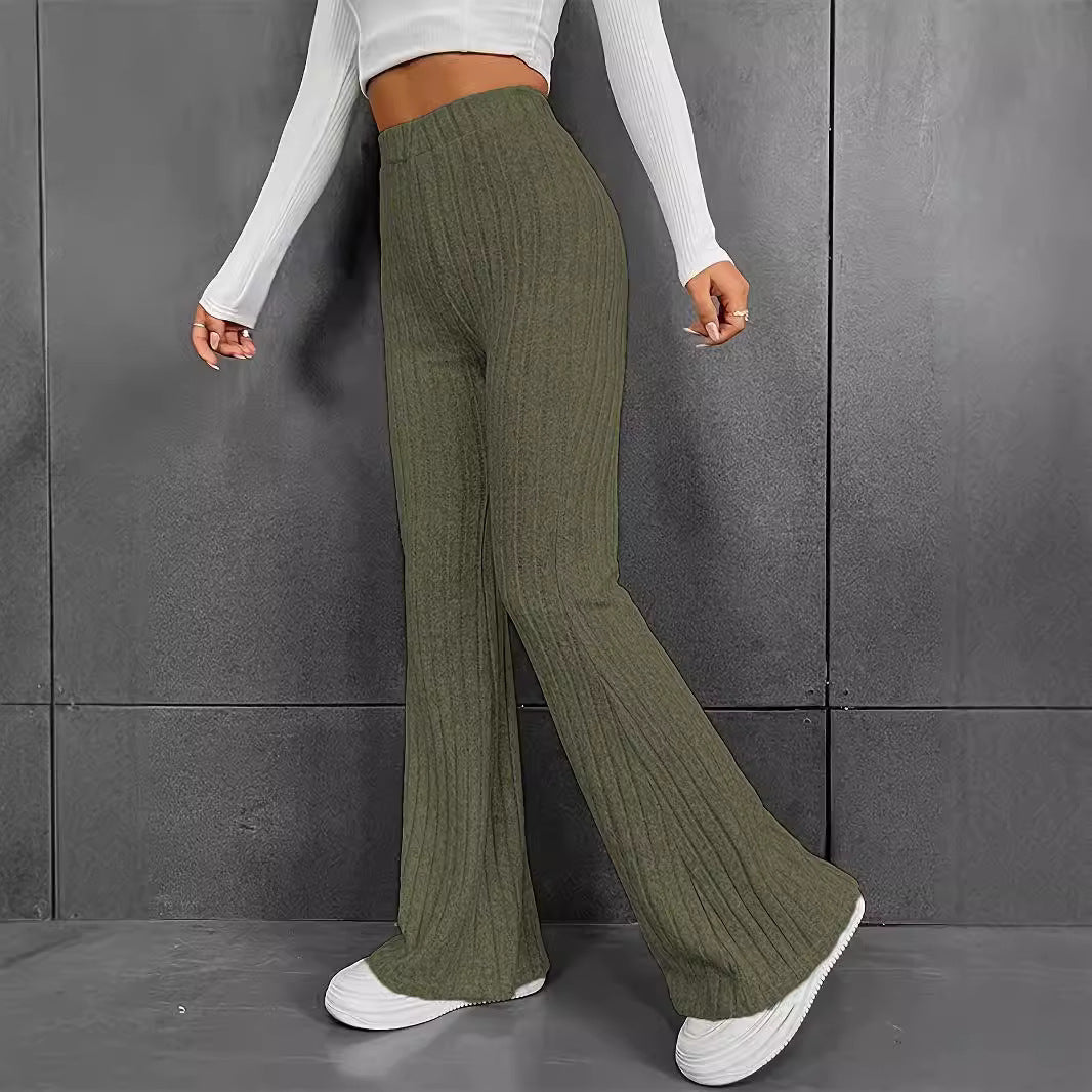 Chic and Stylish Women's Flared Ribbed Knit Pants