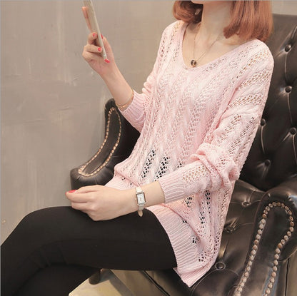 Pull en tricot pour femmes avec un élégant décolleté en V et un motif ajouré décontracté Chic und Stil