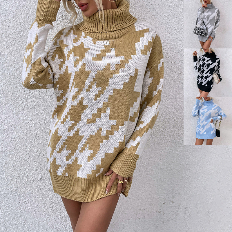 Pull oversize pour femmes avec col haut et motif moderne Chic und Stil