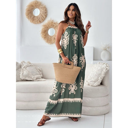 Robe maxi à col halter boho pour femme Chic und Stil