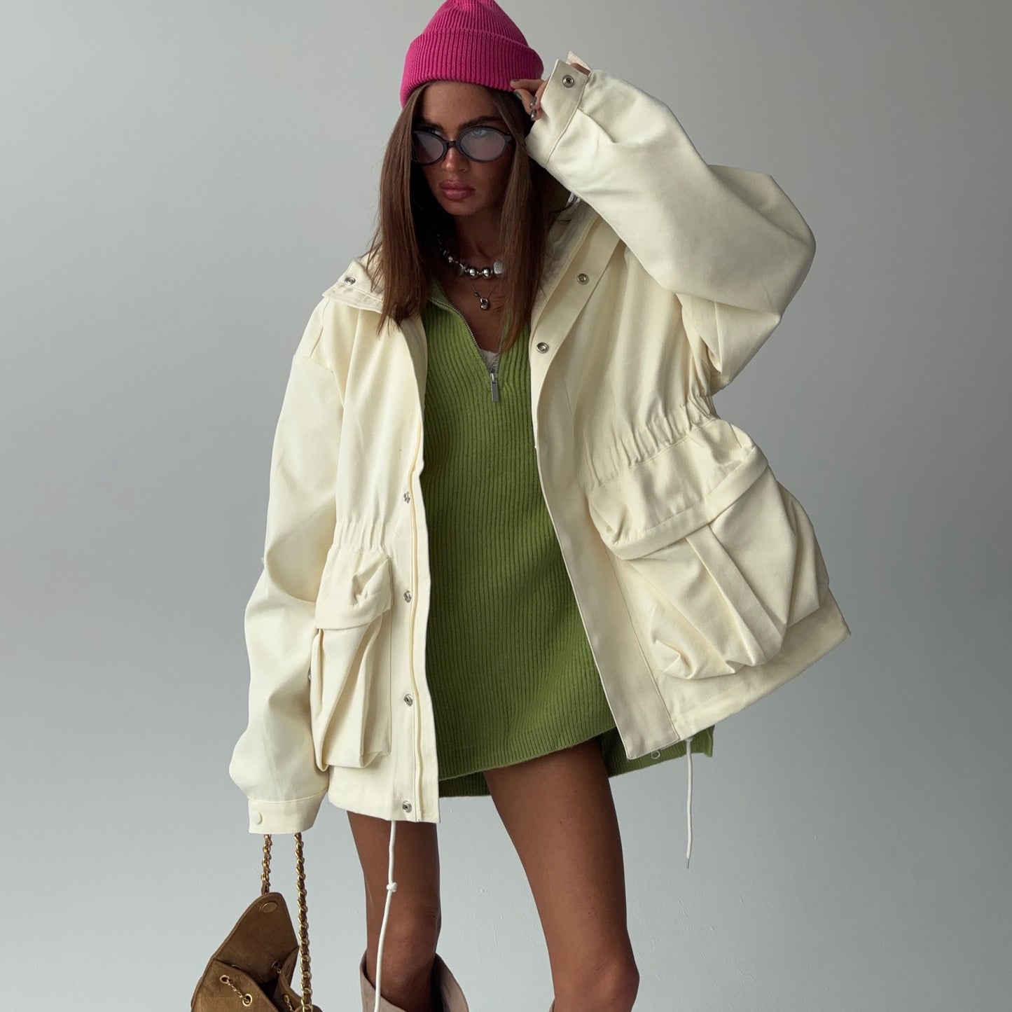 Dames décontractée Utility Jacket avec taille ajustable et poches Chic und Stil