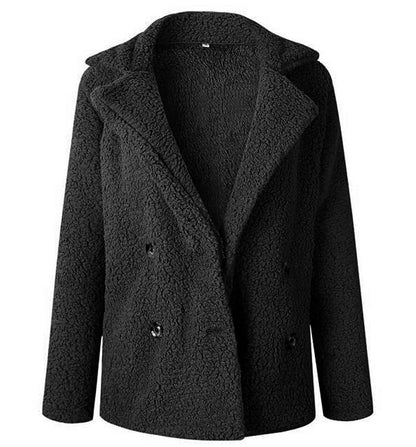 Dames Blazer en fausse fourrure à double boutonnage Chic und Stil