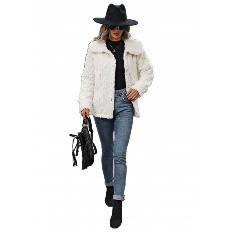 Dames pull en tricot douillet avec de grands boutons Chic und Stil