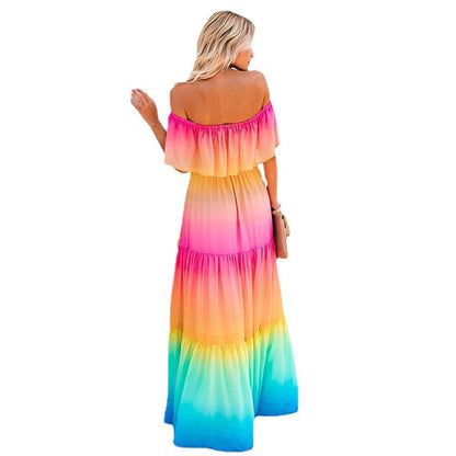 Robe maxi off-shoulder pour femmes avec ourlet en couches Chic und Stil
