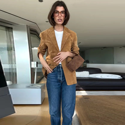 Veste blazer en daim élégant femme Chic & Stil