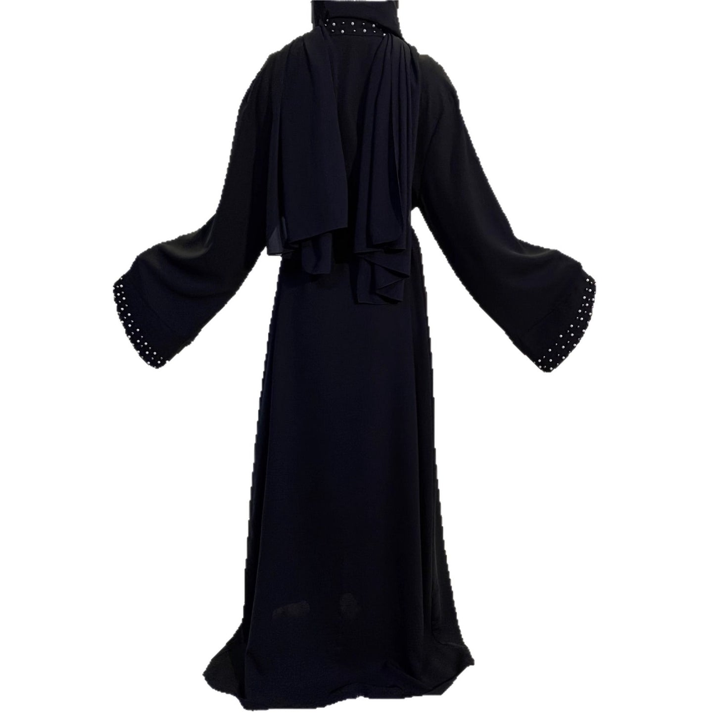 Dames élégante Abaya avec des détails en strass élaborés et une ceinture à la taille Chic und Stil