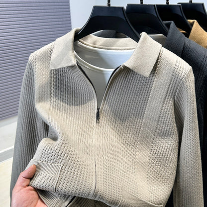 Pull femme avec fermeture éclair texturée et col classique Chic und Stil