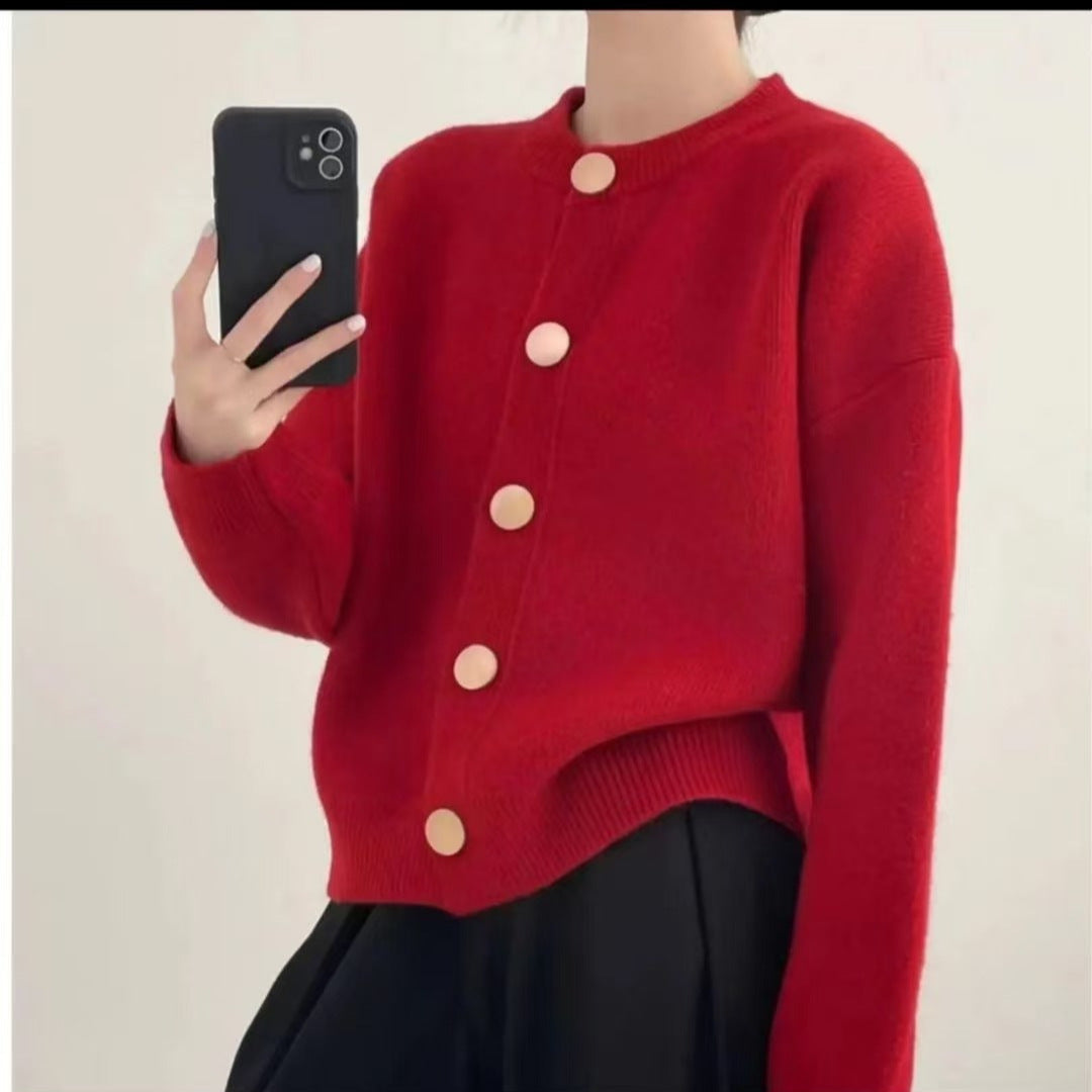 Dames Pull en tricot douillet avec de grands boutons et un design élégant Chic und Stil