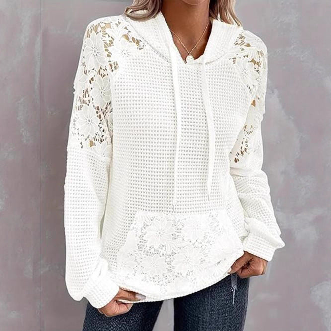 Pull surdimensionné pour femmes avec détails en dentelle et poche kangourou Chic und Stil