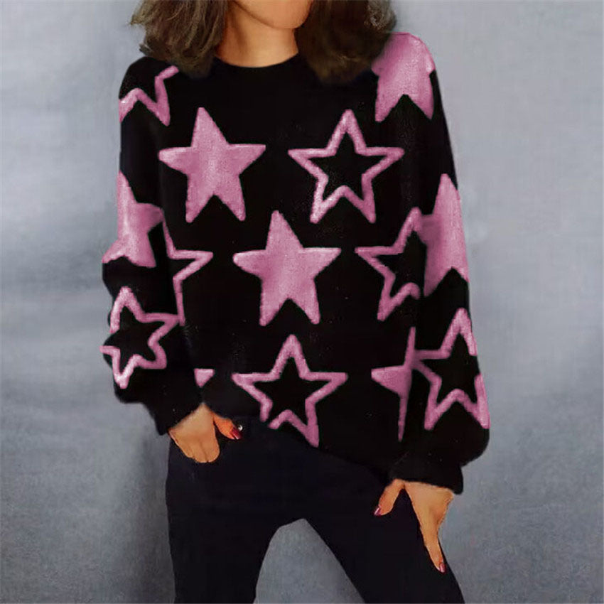 Dames Pull en tricot confortable avec motif étoilé et coupe décontractée Chic und Stil