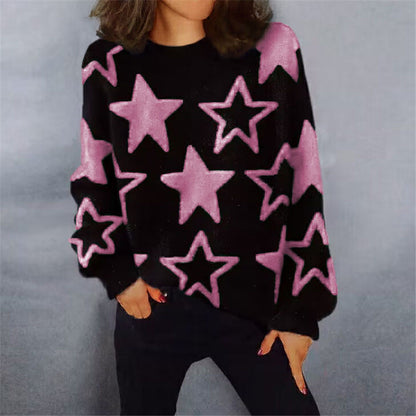 Dames Pull en tricot confortable avec motif étoilé et coupe décontractée Chic und Stil