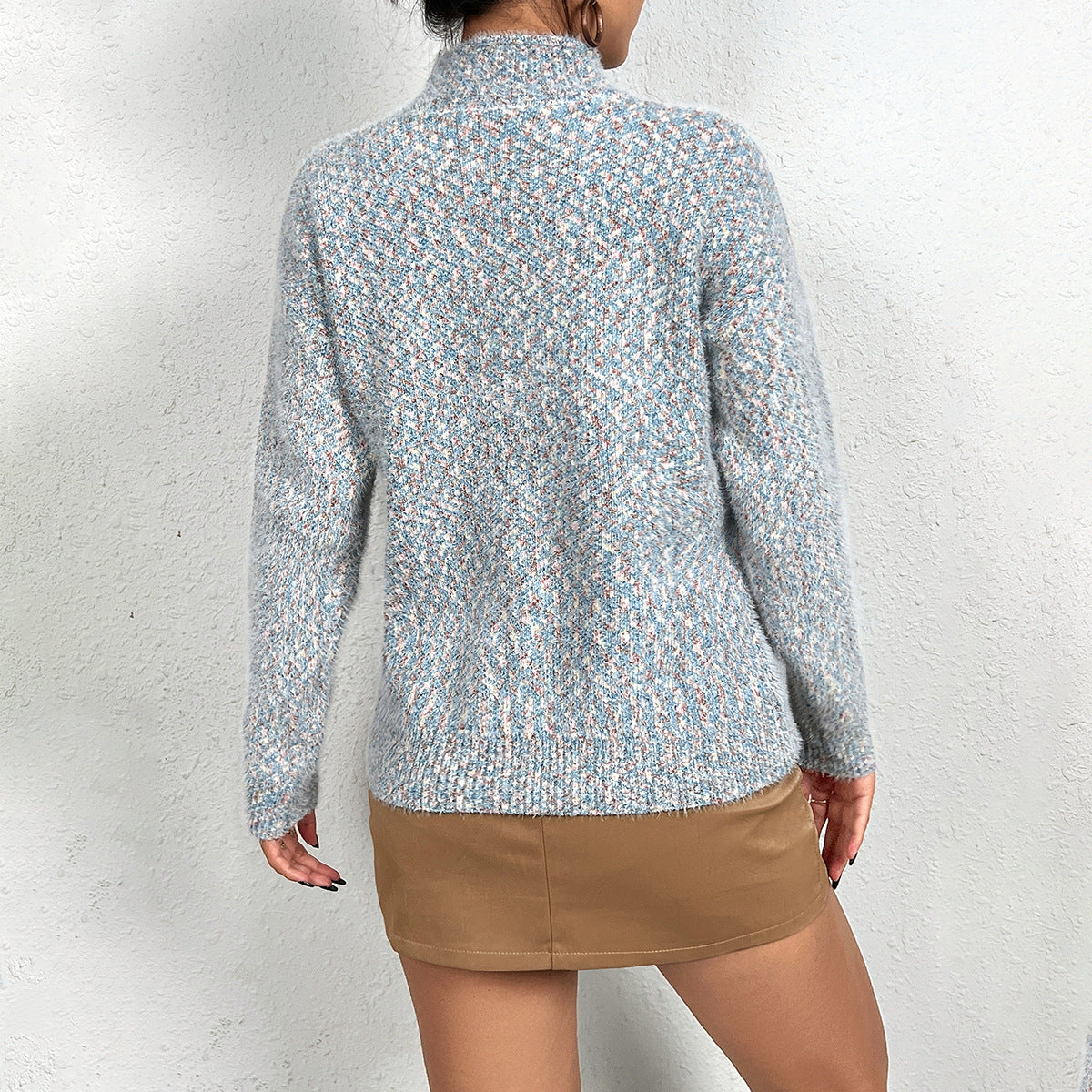 Pull en tricot pour femmes avec motif de renne festif et col montant Chic und Stil