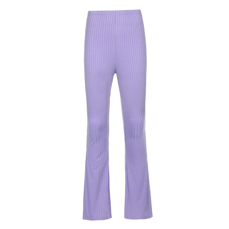 Chic and Stylish Flared Pants for Women in Trendy Ribbed Design