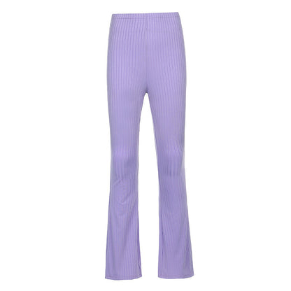 Chic and Stylish Flared Pants for Women in Trendy Ribbed Design
