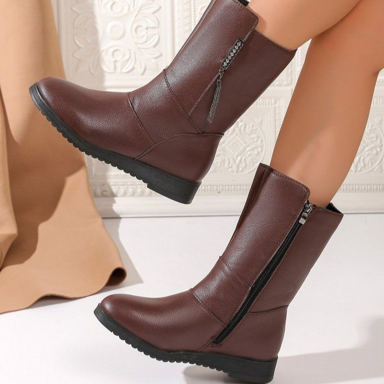 Bottes féminines tendance avec fermeture éclair élégante et semelle confortable Chic und Stil