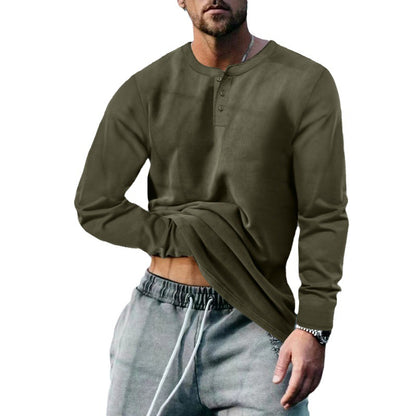 Chemise Henley à manches longues pour hommes avec design classique à patte de boutonnage et mélange de coton doux Chic und Stil
