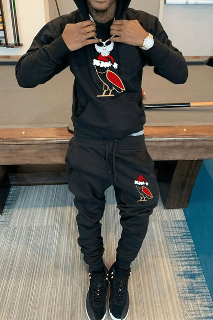 Women's hoodie and jogger pants set with festive design Chic and Style