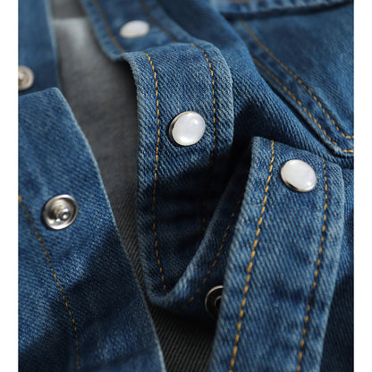 Chemise classique en denim à boutons pour femme Chic und Stil