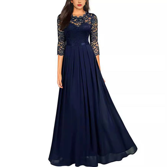 Robe de soirée élégante pour dames avec haut en dentelle et jupe fluide Chic und Stil