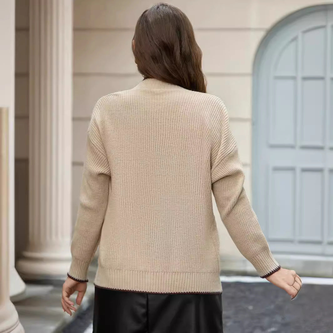 Dames gros tricot cardigan avec décolleté en V profond et poches pratiques Chic und Stil