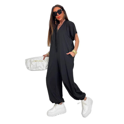 Dames Jumpsuit à motif léopard avec coupe décontractée et poches pratiques Chic und Stil